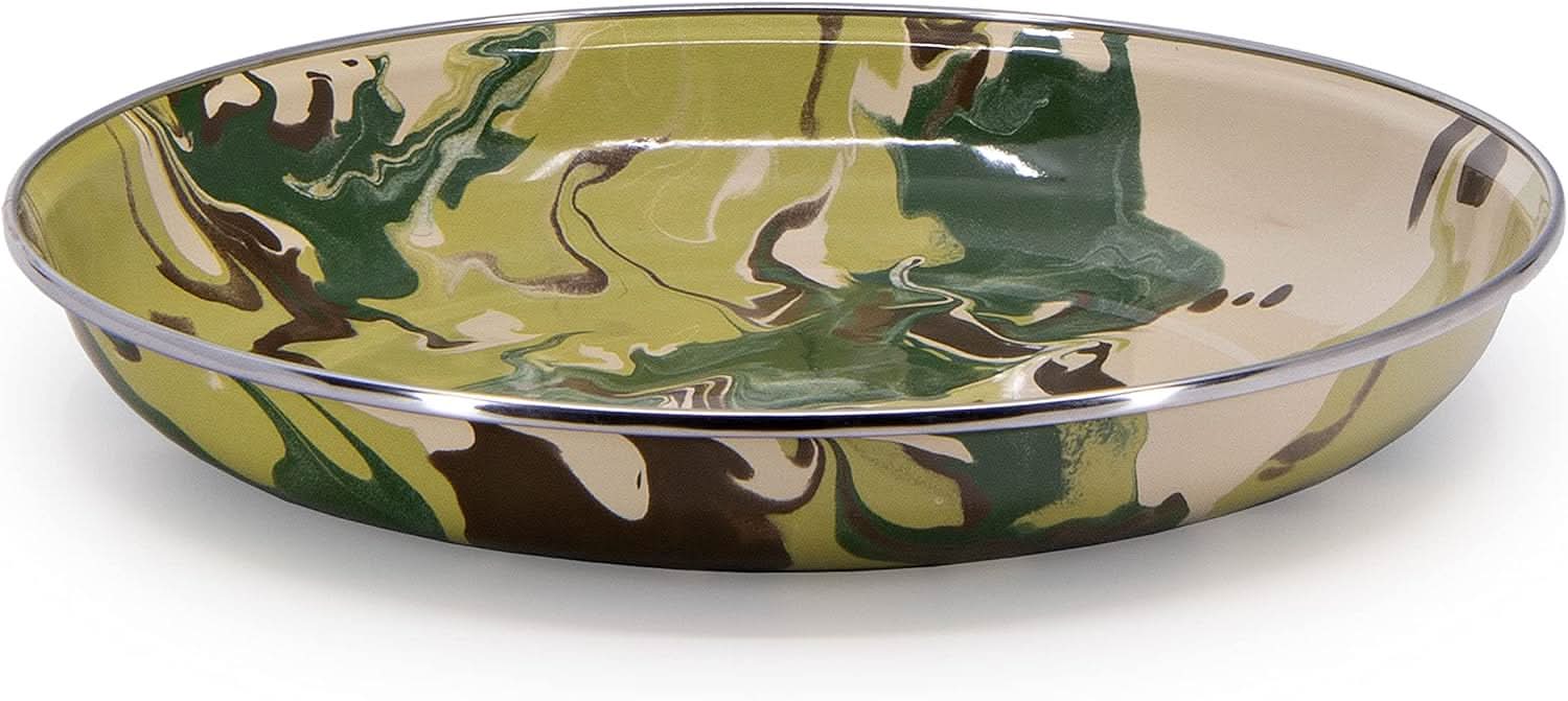 Set of 4 Enamelware 10-Inch Pasta Plates in Camouflage Pattern
