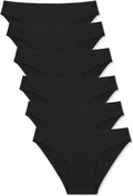 FINETOO 6 Pack Women’s Seamless Hipster Underwear No Show Panties Invisibles Briefs Soft Stretch Bikini Underwears XS-XL