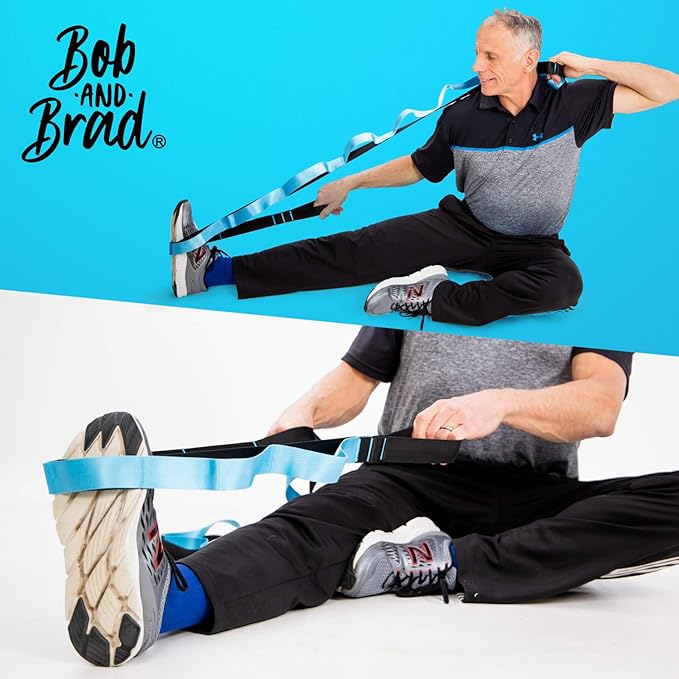 BOB AND BRAD 12 Loop Yoga Stretch Strap - Non-elastic for Stretching, Physical Therapy, Pilates, Dance, Gymnastics, and Athletic Trainers With Carry Bag