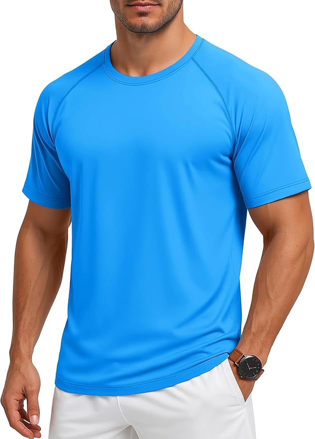 MAGCOMSEN Men's Short Sleeve UPF 50+ Sun Protection Shirts Quick Dry Athletic T-Shirt Hiking Running Swimming Rash Guard