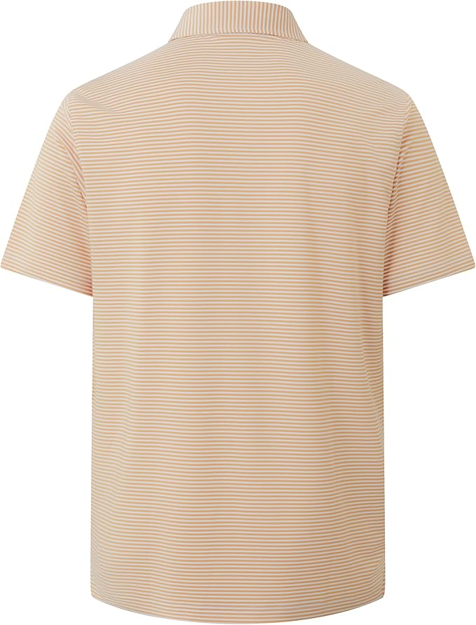 Men's Performance Striped Golf Polo Moisture Wicking Sport Shirt