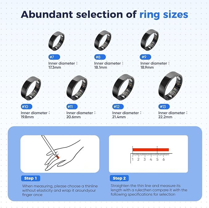 Smart Ring for Women & Men Fitness Tracker with Heart Rate, Blood Pressure,Blood Oxygen,Step Counting, Sleep Monitoring,IP68 Waterproof for iPhone and Android, No Subscription Fee (Rose Gold, 7)