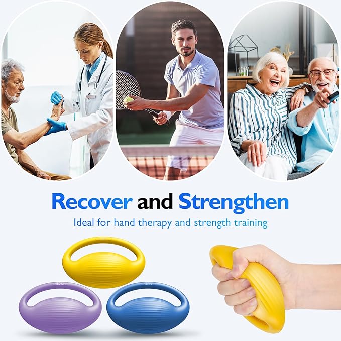 FitBeast Hand Exercise Balls - 3 Resistance Levels Stress Balls for Adults, Squeeze Balls for Hand Therapy, Rehabilitation, Arthritis, Muscle Building