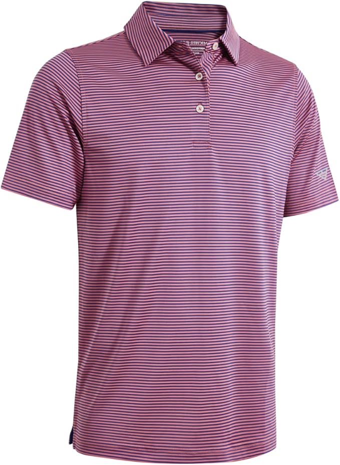 Men's performance jersey golf polo with striped design and quick-dry fabric