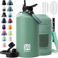1 Gallon Water Bottle Insulated | Thickened Stainless Steel Vacuum Metal Water Jug | Portable Sports Large for Gym and Hiking with Straw, Carrier Bag, Handle Strap | BPA-Free 128 oz