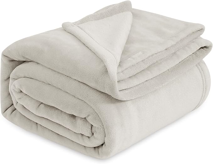 Bedsure Fleece Blanket King Size Linen - 280GSM Soft Lightweight Plush Cozy Blankets for Bed, Sofa, Couch, Travel, Camping