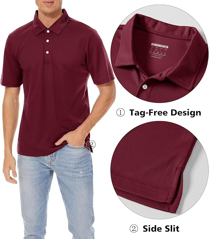 Men's Quick-Dry Burgundy Polo Shirt
