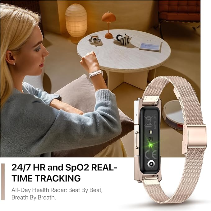 Smart Health Wristband, Wearable Activity & Fitness Tracker Band, 24/7 Sleep Tracker, All-Day Automatic Continuous Heart Rate Tracking, HRV Monitor, Blood Pressure, Stress, 2 Bands, with Free APP