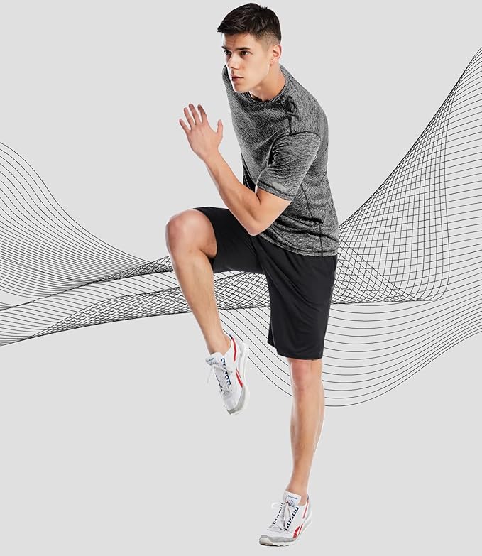 Men's Quick Dry Short Sleeve Athletic Gym Workout Running T-Shirt