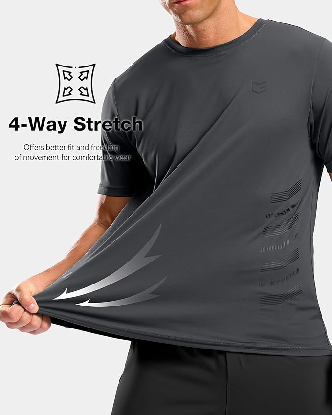 Men's Quick-Dry Athletic Short Sleeve Running & Workout Gym Shirt