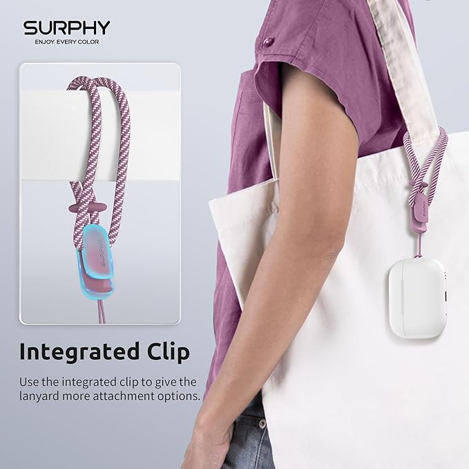 SURPHY 2 Pack Phone Lanyard for Cellphone Case, Phone Wrist Strap for Case, Cellphone Strap with 2-Color Braided, Charm Wrist Lanyard for Women and Men, Lilac Purple & Gray