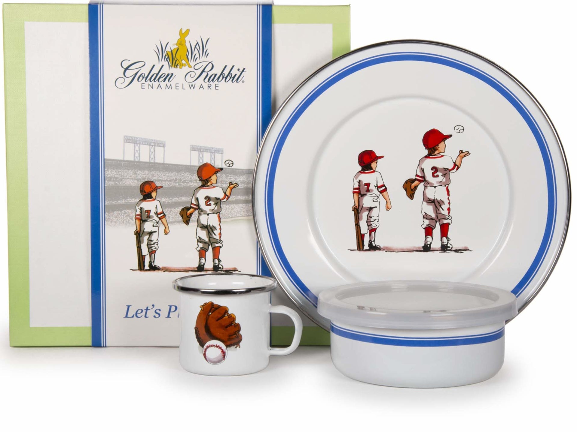 Golden Rabbit Enamelware 3-Piece Child Dinner Set – Durable & Non-Toxic
