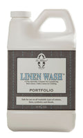 64 oz bottle of Portfolio Linen Wash in white packaging for bed and table linens