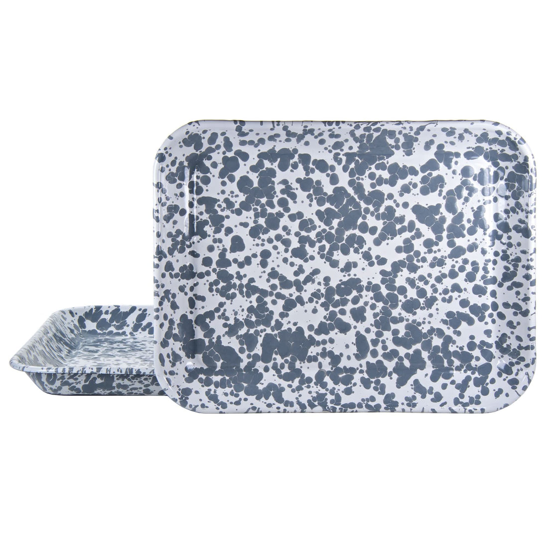 Enamelware Quarter Sheet Trays - Durable Spatterware Set of 2