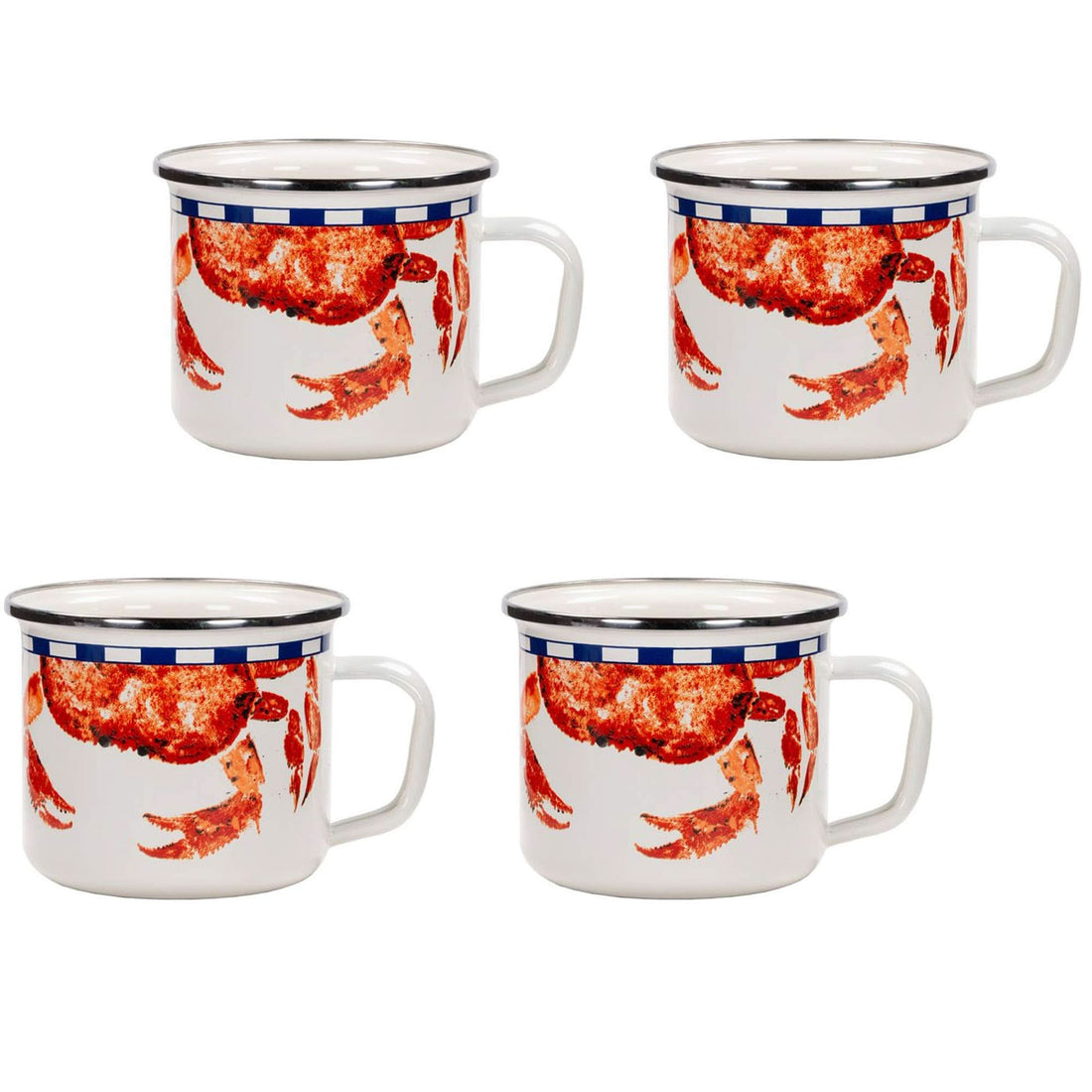Grande Enamelware Mugs 24 oz, Set of 4 Carbon Steel Coffee Cups