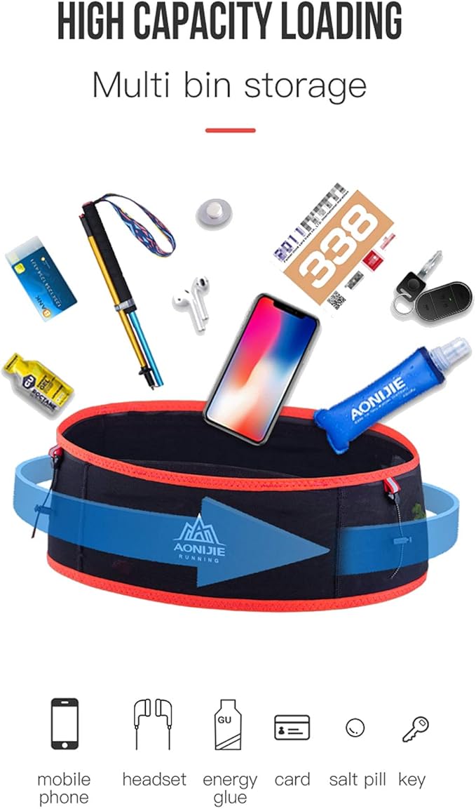 AONIJIE Hydration Belt Running Fanny Pack, with 250ml Soft Water Bottle Flask Phone Holder for Trailing Running Climbing Jogging Cycling Workout Fitness 3 Colors (Red, L/XL)