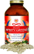 Superfood Capsules, Blue Green Algae Based Capsules with 28 Organic Superfoods, No Fillers or Grasses, Energy & Longevity, Low Temp Dehydrated Greens (34 Servings)