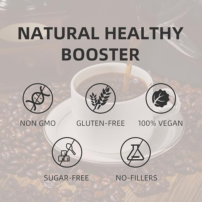 GANOHERB Reishi Mushroom Coffee Mix, Organic Instant Ganoderma Cafe with 100% Natural Ganoderma Lucidum Lingzhi Black Coffee for Stress Relief Better Focus Immune Support, Mix Flavor No Sugar 25 Bag