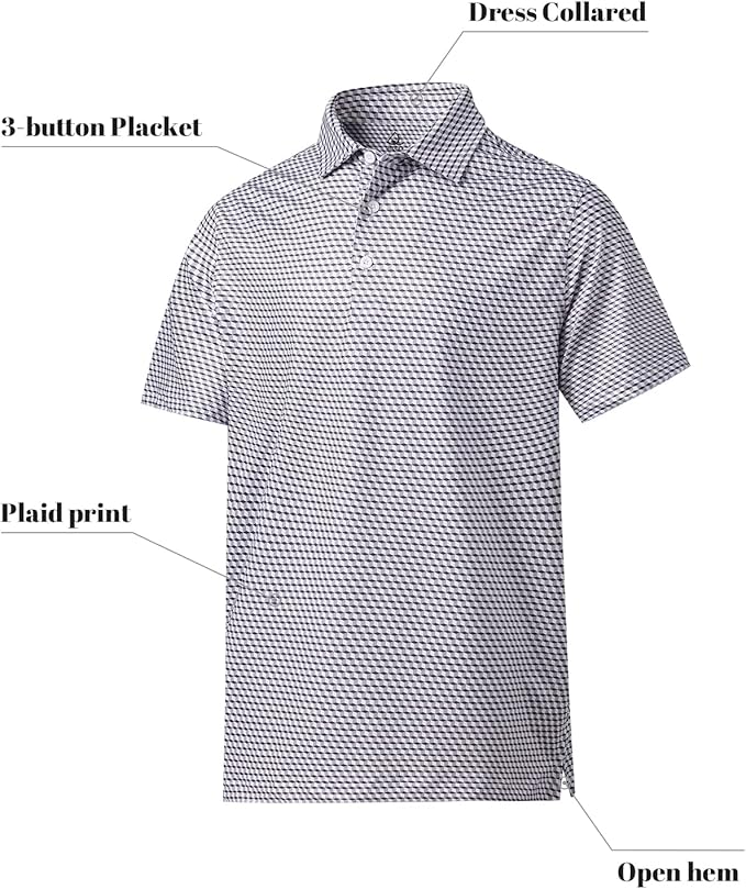 Mens Short Sleeve Performance Golf Polo Shirt Moisture Wicking