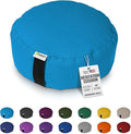 Bean Products Zafu Meditation Pillows for Sitting on Floor, Yoga Cushion, Cotton/Buckwheat Fill Yoga Pillow, Zafu Meditation Cushion, Zen Kneeling Prayer Pad- Made in USA - 14" Round - Aqua