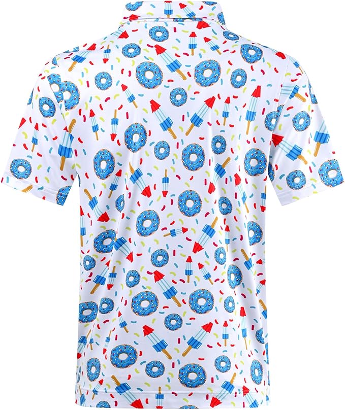 Men's Quick Dry Performance Polo Shirt - Athletic Print Golf Top