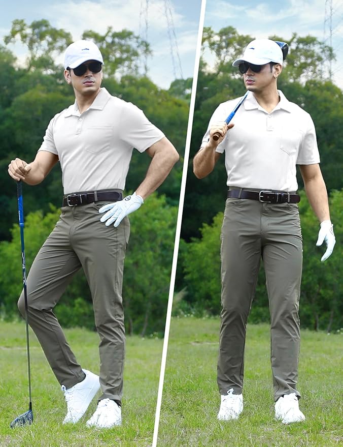 Men's Quick-Dry Golf Polo Shirt with Chest Pocket & Utility Loop