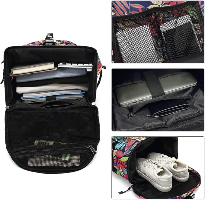Kalesi Floral Gym Duffle Bag Backpack 4 ways for Women Waterproof with Shoes Compartment for travel Sport Hiking laptop Lightweight