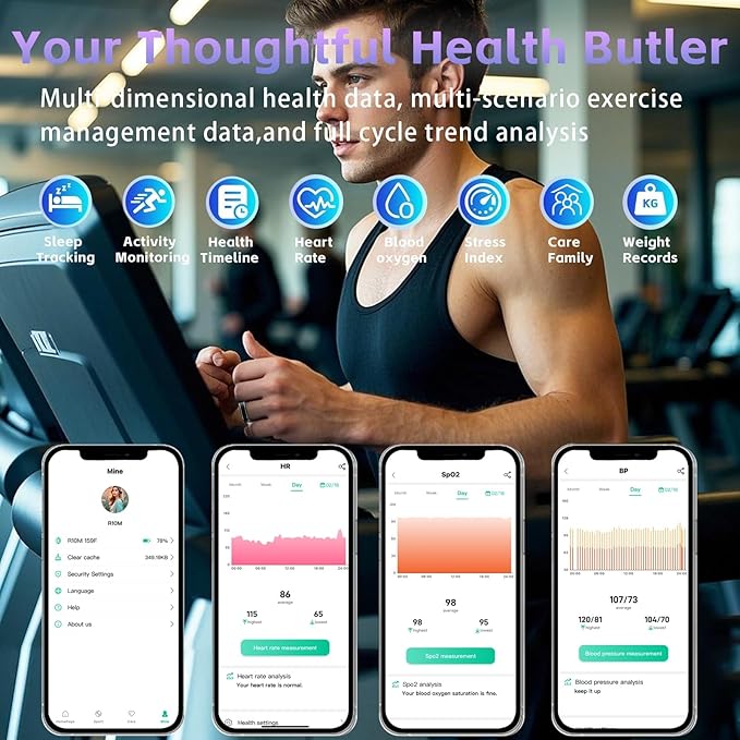 Smart Ring for Men Women – Fitness Tracker Ring with Heart Rate, SpO2, Blood Pressure, Sleep Monitoring, Step & Calorie Counter, No Subscription Fee, iOS & Android Compatible (Black, 10)