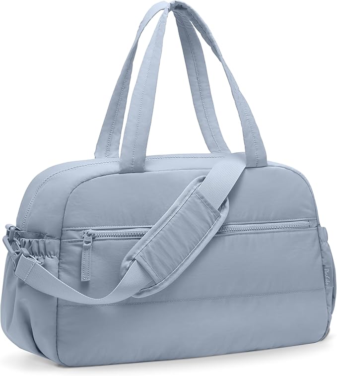 Gym Bag for Women, Travel Duffle Bags with Wet Pocket, Lightweight Carry on Bag Overnight Weekender Duffel Bag, Water Resistant (Haze Blue)