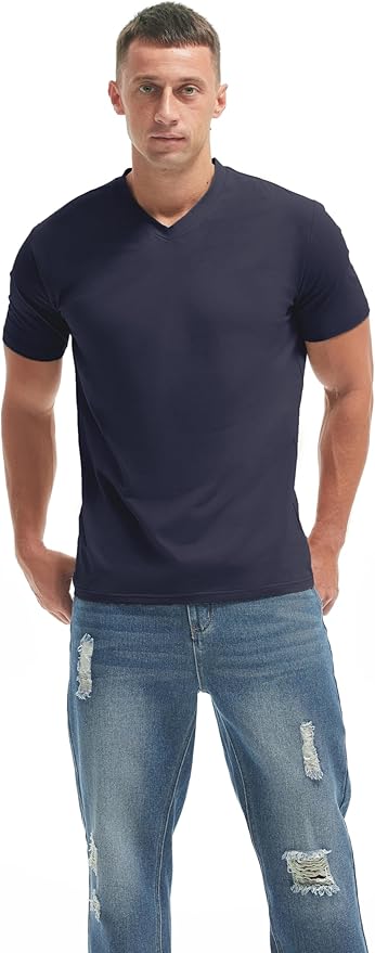Men’s Modern Fitted V-Neck T-Shirt Premium Comfort Undershirt