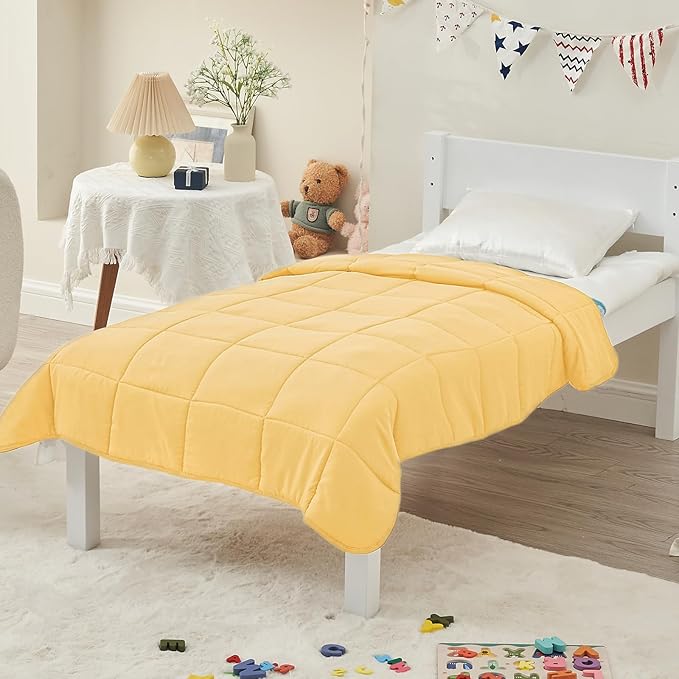yescool Weighted Blanket (5 lbs, 36" x 48", Yellow) Cooling Heavy Blanket for Sleeping Perfect for 40-60 lbs, Breathable Blanket with Premium Glass Bead, Machine Washable