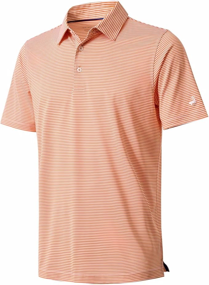 Men's Ironwave Fitness two-tone striped moisture-wicking golf polo in short sleeve