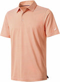 Men's striped moisture-wicking golf polo shirt with a button closure and no-curl collar
