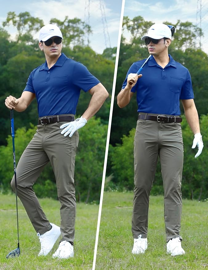 Men's Quick Dry Golf Polo Shirt with Chest Pocket Short Sleeve
