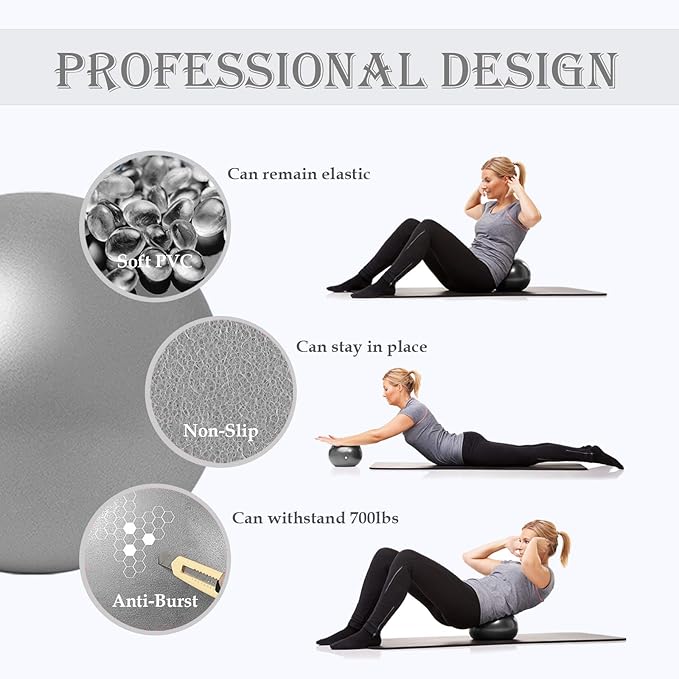 Soft Pilates Ball 9 Inch, Ideal Small Exercise Ball Between Knee Squeeze for Physical Therapy Yoga Core Medicine Abs Pt Bouncy, Mini Rubber Fitball Barre Workout Equipment for Women Men Kid Toddler