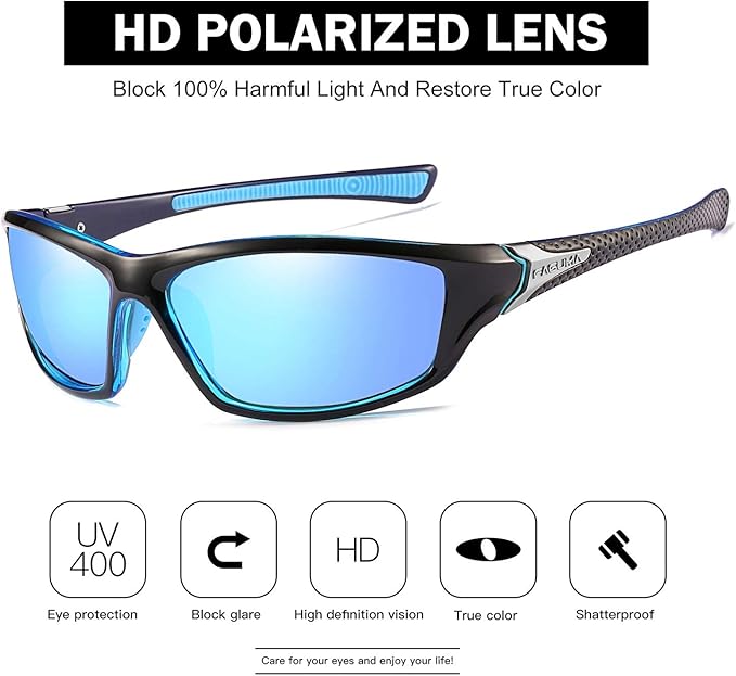 FAGUMA Sports Polarized Sunglasses For Men Cycling Driving Fishing UV400 Protection