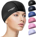 COOLMATE Fabric Swim Cap for Adult Women Men Kid 3 4 6 8 14 16, Silicone Water Resistant Layer, Cloth Swim Cap Gifts for Swimmers, Lightweight for Pool, Lap Swimming (1 pc)