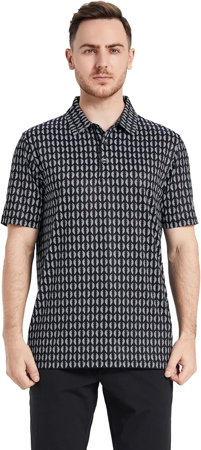 Men’s Short Sleeve Striped Performance Golf Polo Shirt