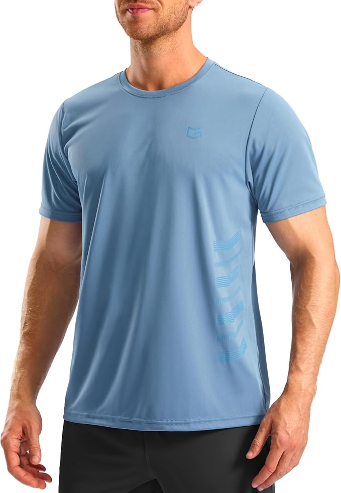 Men's Quick Dry Athletic Running Shirt - Blue Performance Gym Tee