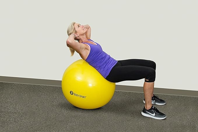 Body Sport Exercise Ball with Pump for Home, Gym, Balance, Stability, Pilates, Core Strength, Stretching, Yoga, Fitness Facilities, Desk Chairs
