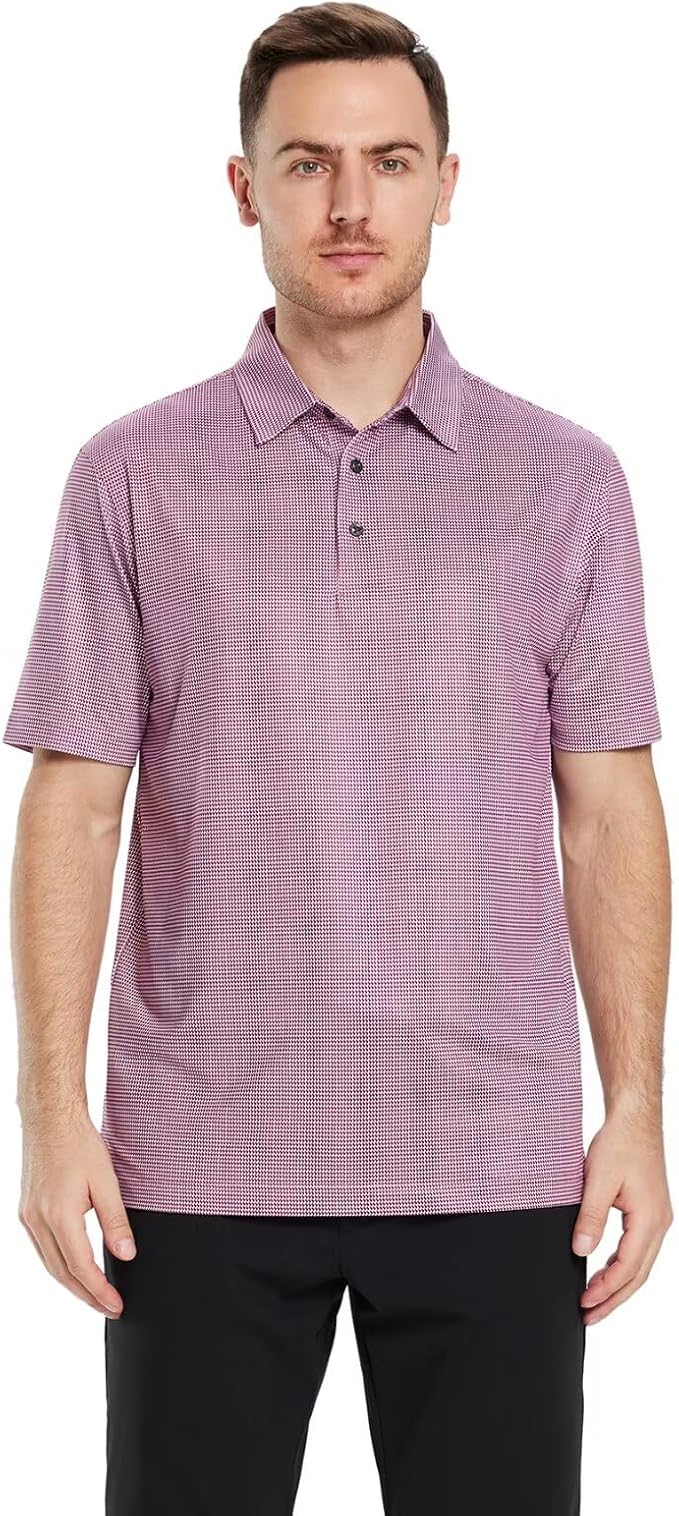 Men's Short Sleeve Striped Performance Golf Polo Shirt