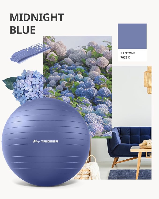 Trideer Yoga Ball – Anti-Burst Exercise Ball for Pregnancy, Office, Birthing, Stretching & Core Workout – Home Gym & Therapy
