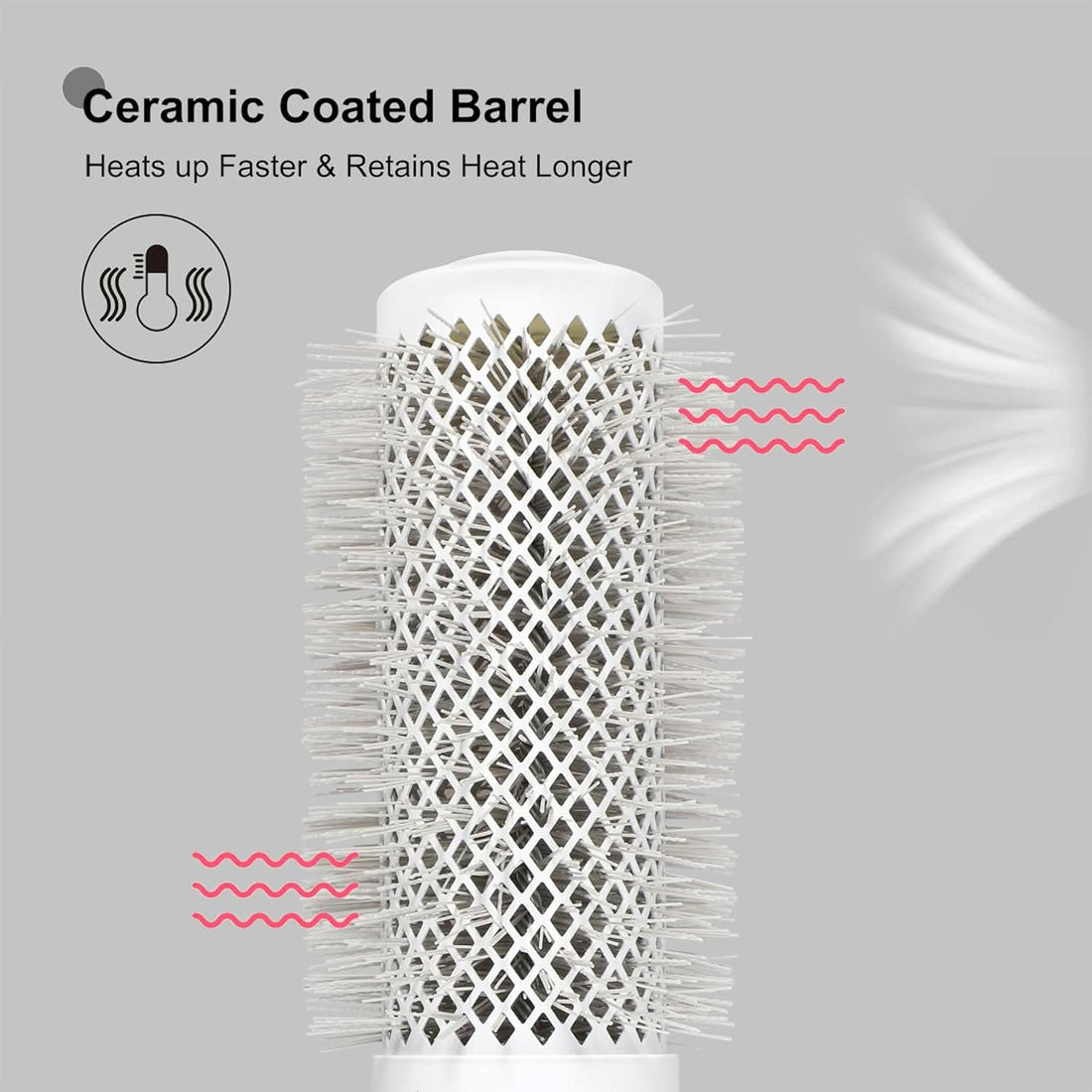 Eagle Fortress Professional Extended Barrel Round Hair Brush for Blow Drying with Ceramic + Ionic, Grey 2.08