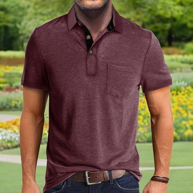 Men's Classic Cotton Polo Shirt Short Sleeve Button Golf Tee