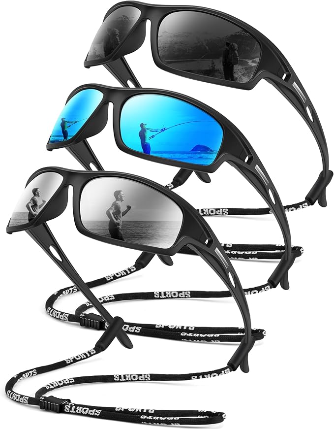 Polarized Sunglasses Men, Sports Sun Glasses Womens UV400 Protection for Fishing Running Driving