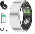 Smart Ring for Men Women with Black Charging Box, Bluetooth, Health Ring , IP68 Waterproof, Fitness Ring Tracks Heart Rate/Sleep/Steps/Sports Activities/Blood Oxygen,non-subscription app (Silver, 9)
