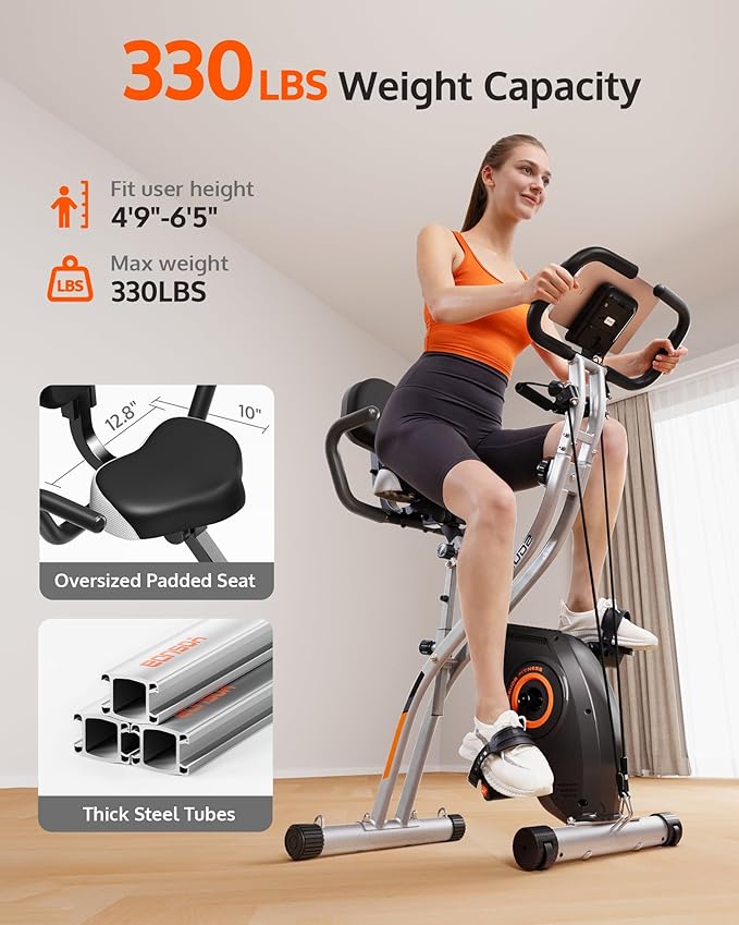 Folding Exercise Bike: 5-in-1 Magnetic Stationary Home Workout Gym
