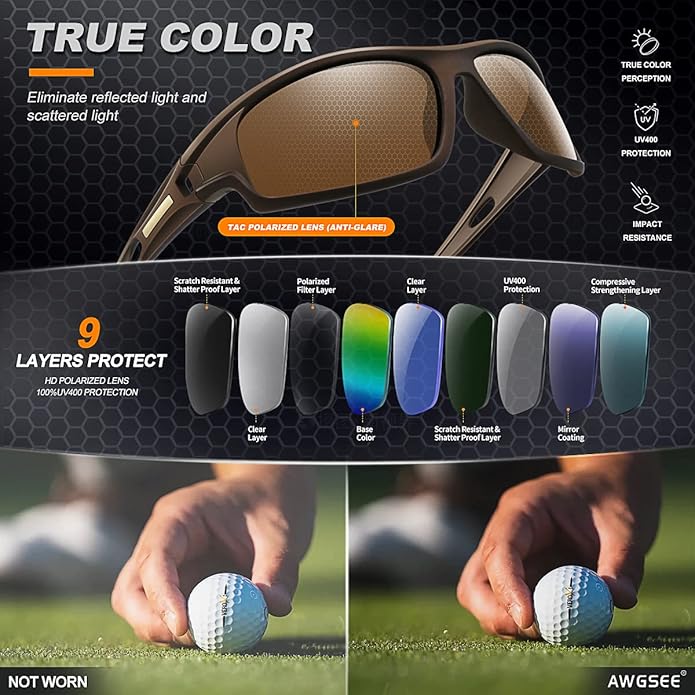 Polarized Sports Sunglasses for Men 100% UV Protection Wrap Around Unbreakable Sun Glasses for Fishing Driving