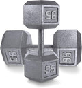 WF Athletic Supply Cast Iron Solid Hexagon Gray/Black Dumbbells, Strength Training Free Weights Set of 2 for Women and Men, Hand Weights Sold by Pairs, Multi-Select Size Options Available