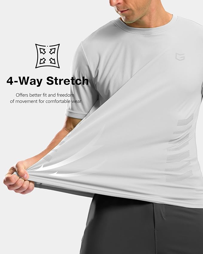 Men's Lightweight Moisture-Wicking Workout Tee - Light Grey Gym Top